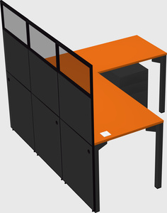 Shared l-shaped cubicle