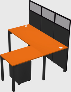 Shared l-shaped cubicle