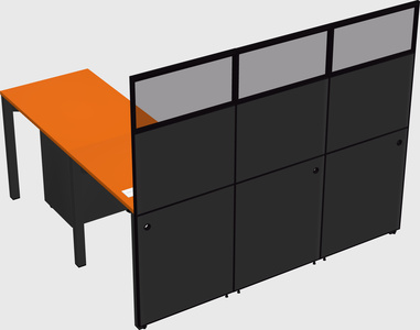 Shared l-shaped cubicle