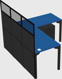 Shared l-shaped cubicle