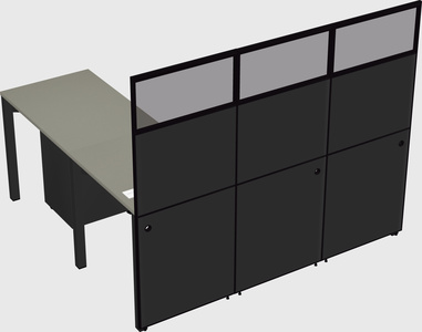 Shared l-shaped cubicle