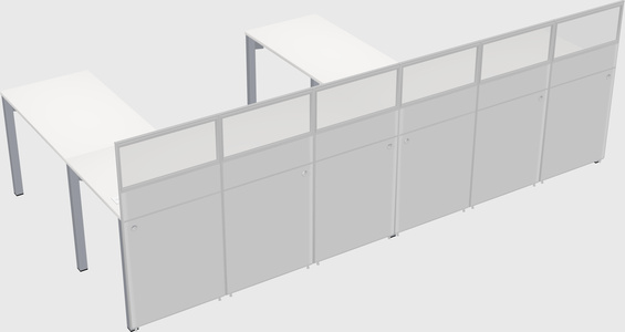 Shared l-shaped cubicle