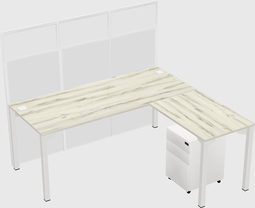 Shared l-shaped cubicle