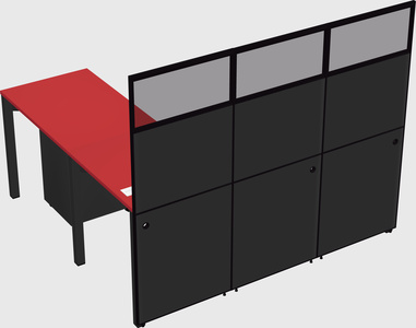 Shared l-shaped cubicle
