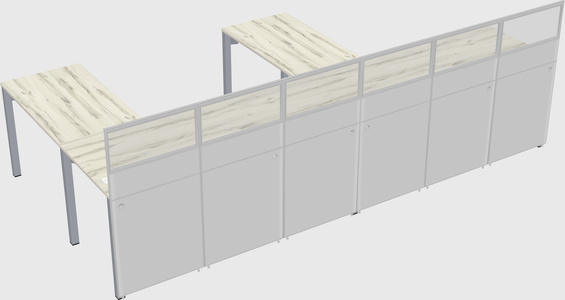 Shared l-shaped cubicle
