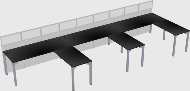 Shared l-shaped cubicle