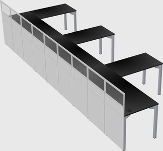 Shared l-shaped cubicle