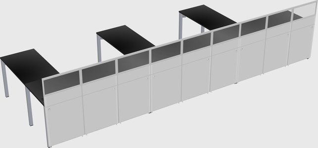Shared l-shaped cubicle