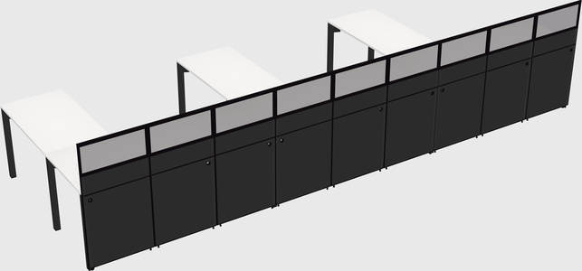 Shared l-shaped cubicle