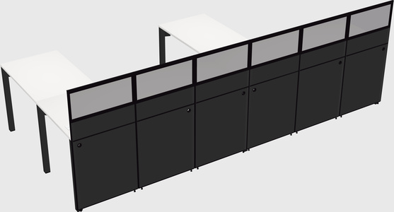 Shared l-shaped cubicle