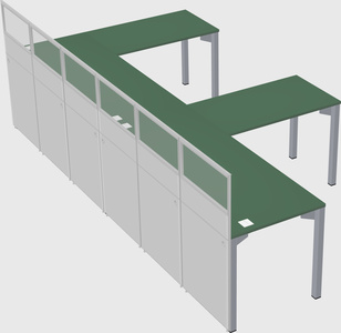 Shared l-shaped cubicle