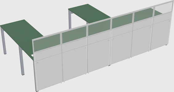 Shared l-shaped cubicle