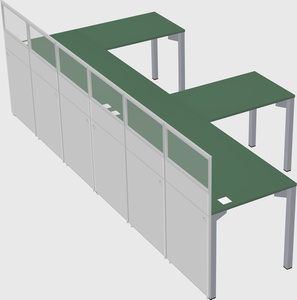 Shared l-shaped cubicle