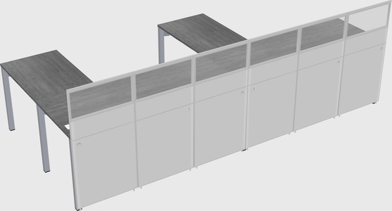 Shared l-shaped cubicle