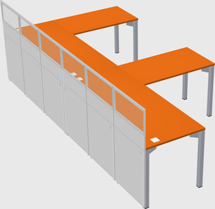 Shared l-shaped cubicle