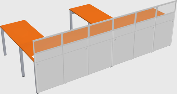 Shared l-shaped cubicle