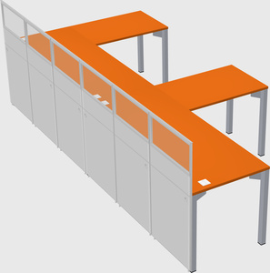 Shared l-shaped cubicle