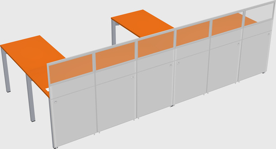 Shared l-shaped cubicle