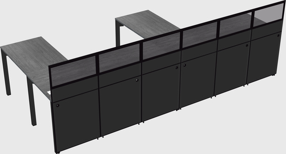 Shared l-shaped cubicle