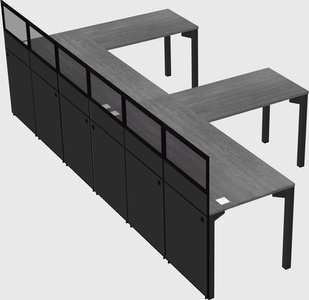 Shared l-shaped cubicle