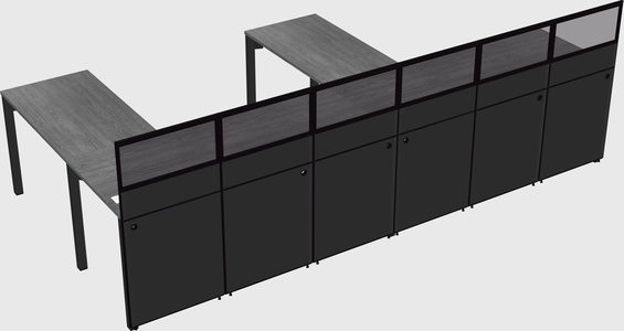 Shared l-shaped cubicle