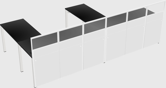 Shared l-shaped cubicle