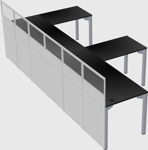 Shared l-shaped cubicle