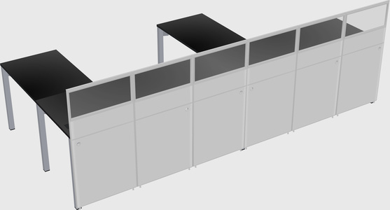 Shared l-shaped cubicle