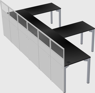 Shared l-shaped cubicle