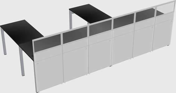 Shared l-shaped cubicle