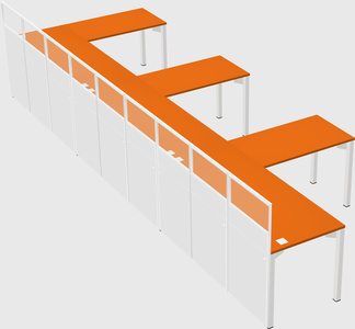 Shared l-shaped cubicle