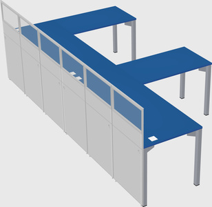 Shared l-shaped cubicle