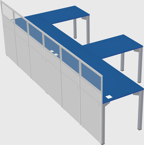Shared l-shaped cubicle