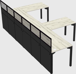 Shared l-shaped cubicle