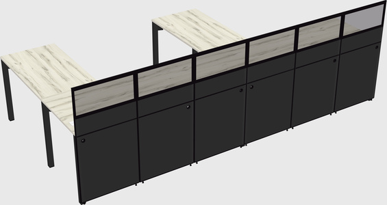 Shared l-shaped cubicle