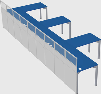 Shared l-shaped cubicle