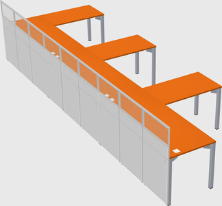 Shared l-shaped cubicle