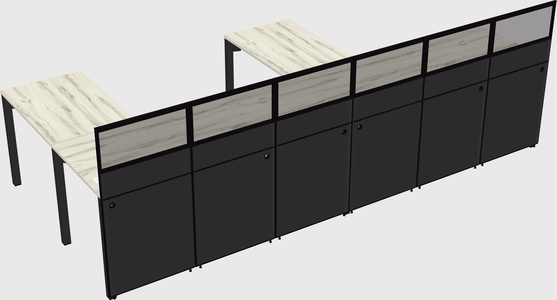Shared l-shaped cubicle
