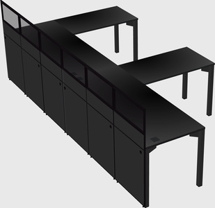 Shared l-shaped cubicle