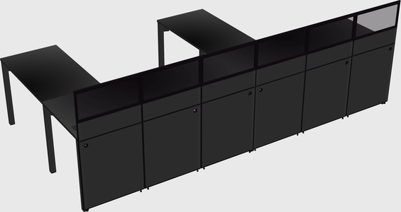 Shared l-shaped cubicle