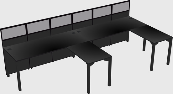 Shared l-shaped cubicle