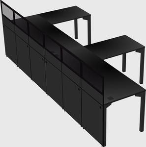 Shared l-shaped cubicle