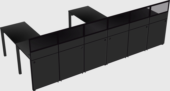 Shared l-shaped cubicle