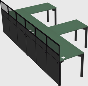 Shared l-shaped cubicle