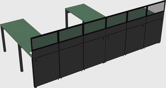 Shared l-shaped cubicle