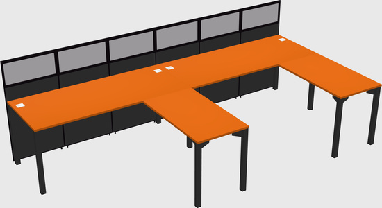 Shared l-shaped cubicle