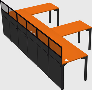 Shared l-shaped cubicle