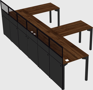 Shared l-shaped cubicle