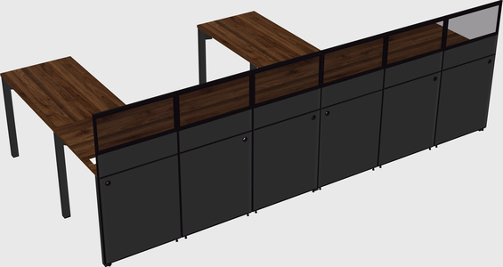 Shared l-shaped cubicle
