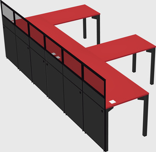 Shared l-shaped cubicle